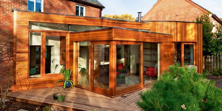 Angular timber clad extension