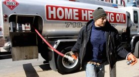 Heating oil is delivered to a home in Brooklyn, New York.